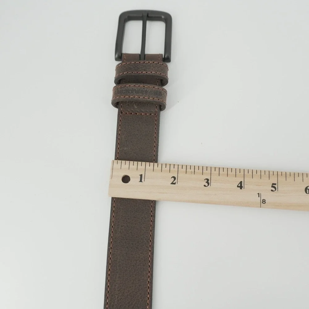 Lucky Brand Leather Belt Mens 36 Dark Brown Matte Black Buckle LOPM-3603